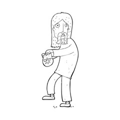 cartoon hippie man with bag of weed