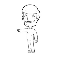 cartoon happy man pointing