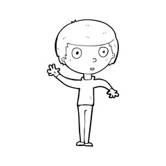 cartoon waving boy