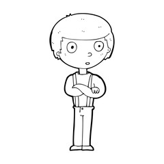 cartoon staring boy with folded arms