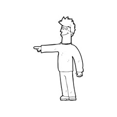 cartoon happy pointing man