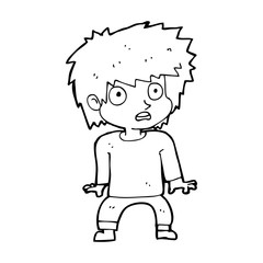 cartoon frightened boy