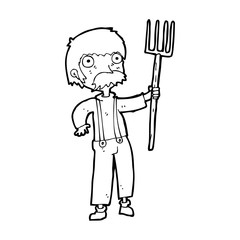 cartoon farmer with pitchfork