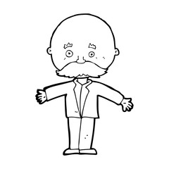 cartoon bald man with open arms