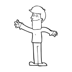 cartoon happy man waving