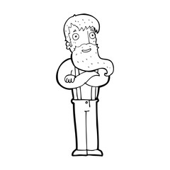 cartoon bearded hipster man