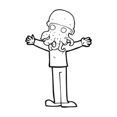 cartoon alien squid face man