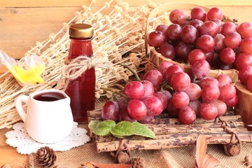 Bunch of grapes fruit  juicy fresh delicious and red wine.