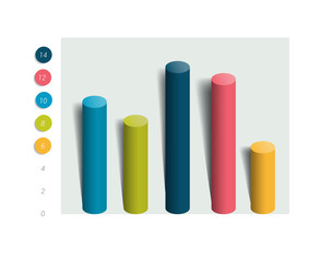 3D collumn chart, graph. Color infographics element.