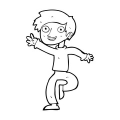 cartoon excited boy dancing