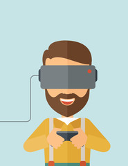 Man with virtual reality headset