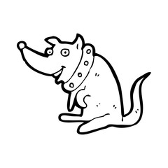 cartoon happy dog in big collar