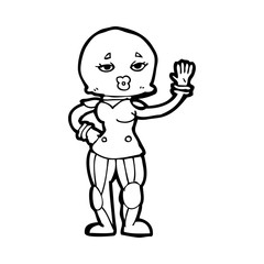 cartoon female astronaut