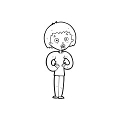 cartoon woman gesturing at self