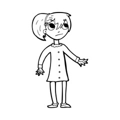 cartoon worried girl