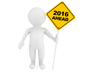 3d person with 2015 Ahead traffic sign