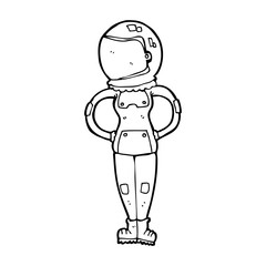 cartoon female astronaut