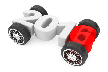2016 year concept with car wheels