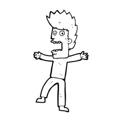 cartoon terrified man