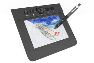 Digital Graphic Tablet with Pen and Sledges drawing