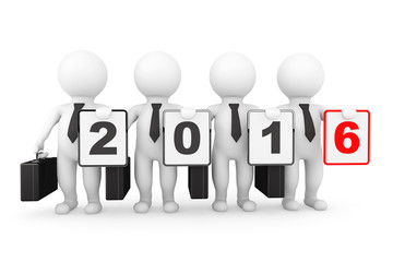 3d Businessmans with New 2016 year sign
