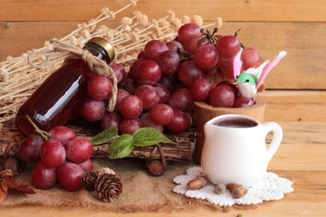 Bunch of grapes fruit  juicy fresh delicious and red wine.