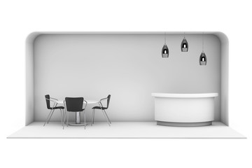 Trade Commercial Exhibition Stand. 3d rendering