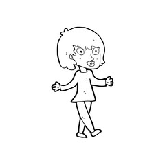 cartoon woman with open arms