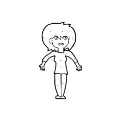 cartoon woman shrugging shoulders