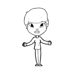 cartoon woman shrugging shoulders