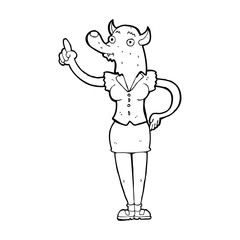 cartoon werewolf woman with idea