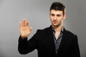 Businessman pointing