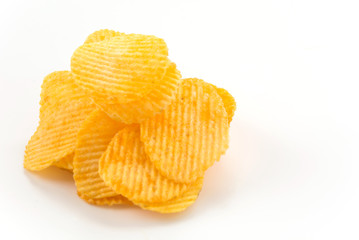 potato chips on white background
