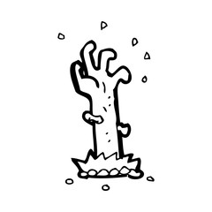 cartoon zombie rising from grave