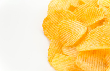 potato chips on white background