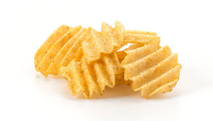 potato chips on white background