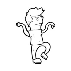 cartoon happy man doing funny dance