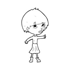 cartoon woman giving thumbs up symbol