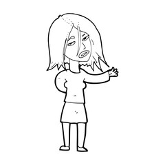 cartoon unhappy woman
