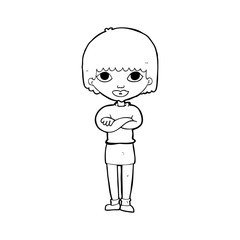 cartoon woman with folded arms