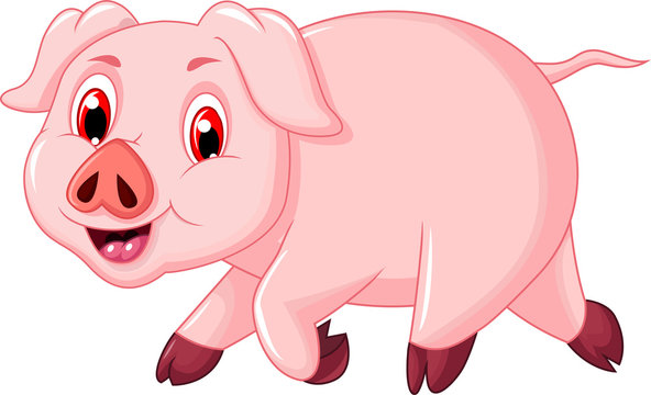 funny pig cartoon walking