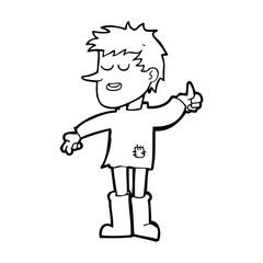 cartoon poor boy with positive attitude