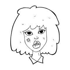 cartoon woman with bruised face