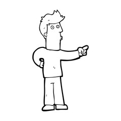 cartoon curious man pointing