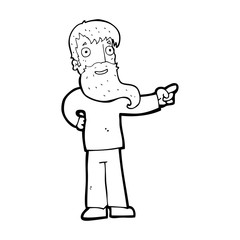 cartoon man with beard pointing