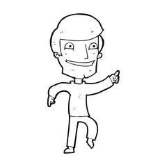 cartoon happy man pointing