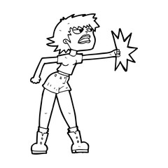 cartoon woman punching