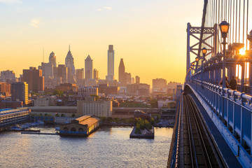 Philadelphia skyline at sunset
