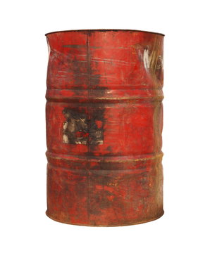 old metal barrel oil isolated on white background, with clipping path