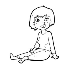 Fototapeta na wymiar cartoon woman sitting on floor